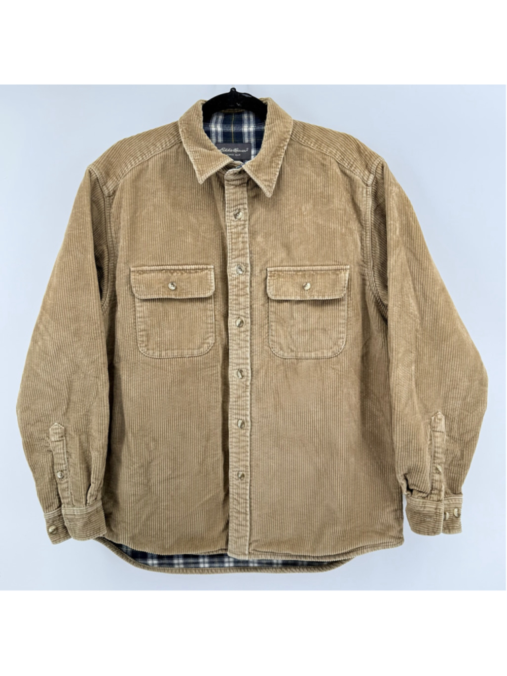 Eddie Bauer Vintage Corduroy‎ Flannel Lined Shirt Jacket Brown Mens Medium